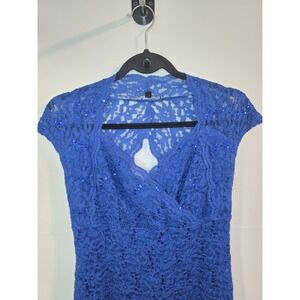 Blu Sage Sequin Lace Dress Sz 12 Formal Fairy Whimsy Keyhole Back Sheer